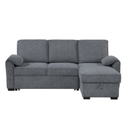 Rebecca - Sofa With Pull Out Bed, Storage Chaise, USB And Cup Holders - Dark Gray - R&R Furniture Gallery (Fountain Valley, CA)