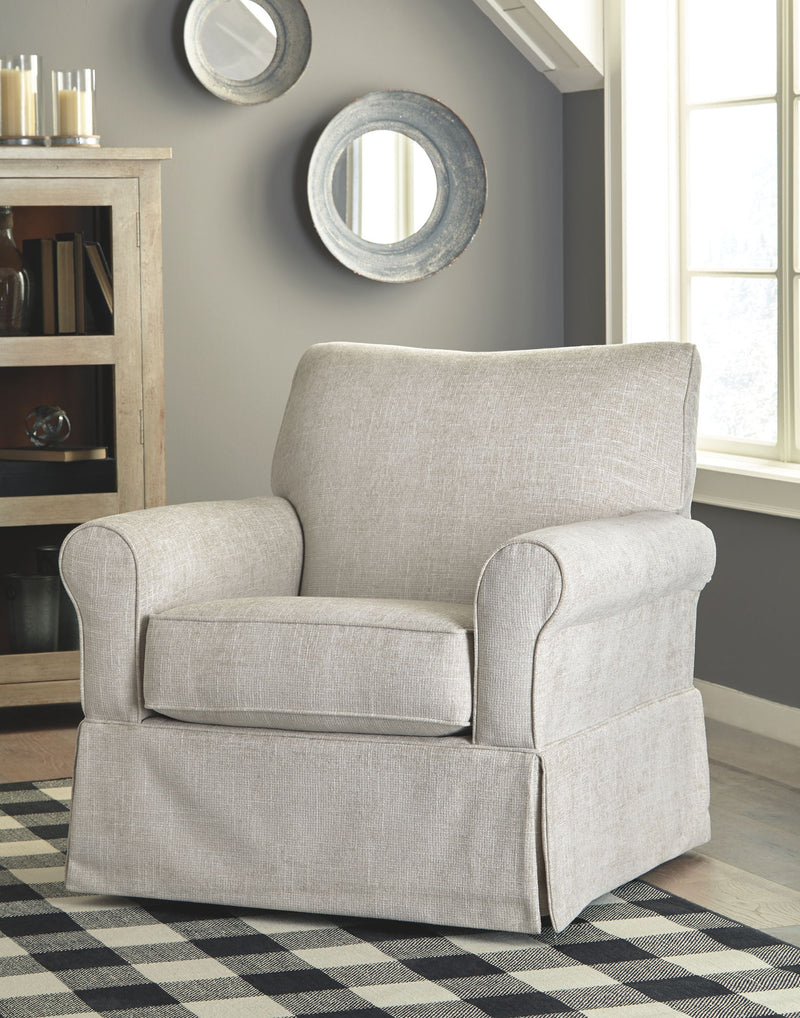 Searcy - Swivel Glider Accent Chair - Quartz - R&R Furniture Gallery (Fountain Valley, CA)