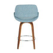 Lumi Source Fabrico mid-century modern counter stool set with round footrest, fixed height, stylish design, two stools in natural wood finish