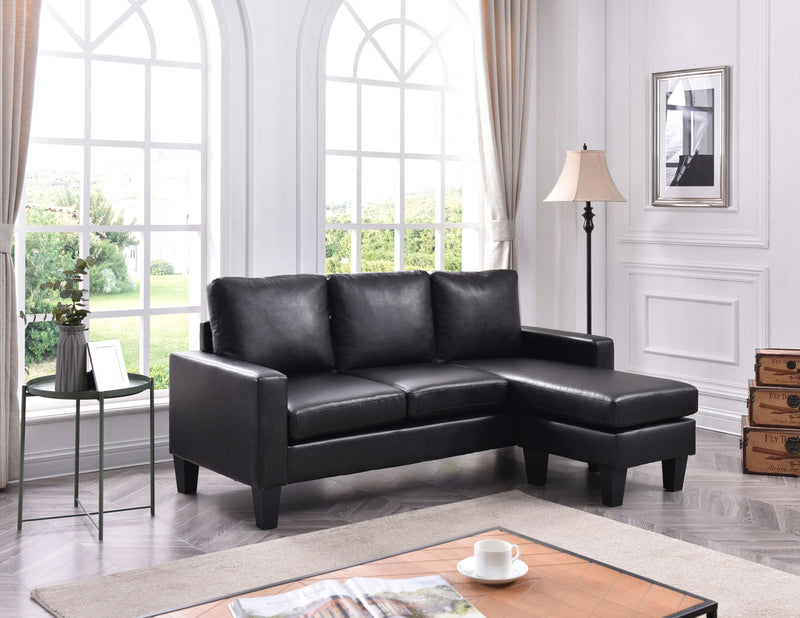 Glory Furniture Jenna stationary sectional sofa with chaise, featuring plush upholstery and modern design in a cozy living room setting.