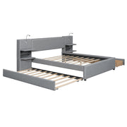 Upholstered Platform Bed With Reading Lights, Drawers, Trundle And Shelves - R&R Furniture Gallery (Fountain Valley, CA)