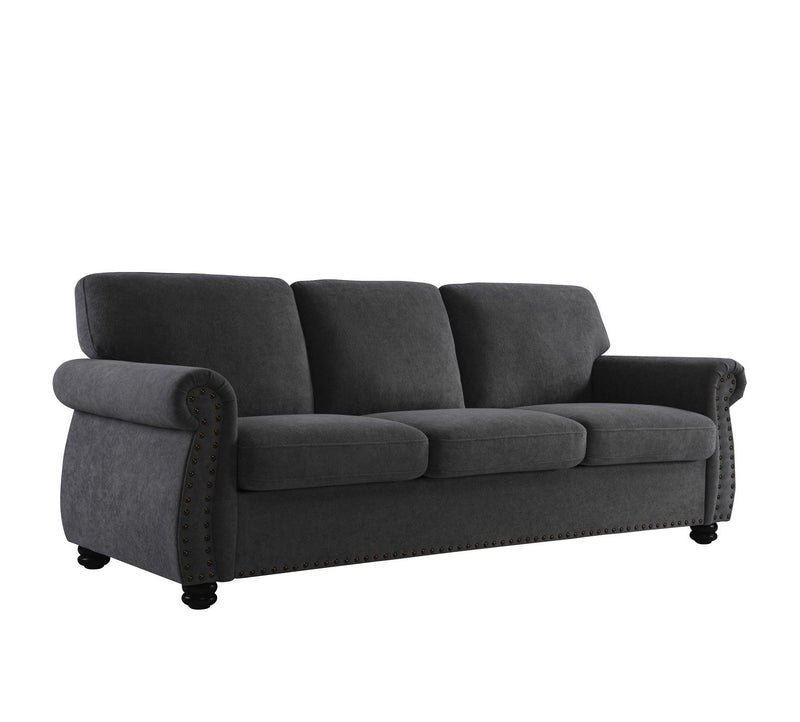 Soft Sofa, Upholstered 3 Seater Couch With High Density Foam, Loose Back Cushions And Turned Legs - R&R Furniture Gallery (Fountain Valley, CA)