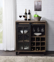 Treju - Wine Cabinet - Obscure Glass, Rustic Oak & Black - R&R Furniture Gallery (Fountain Valley, CA)