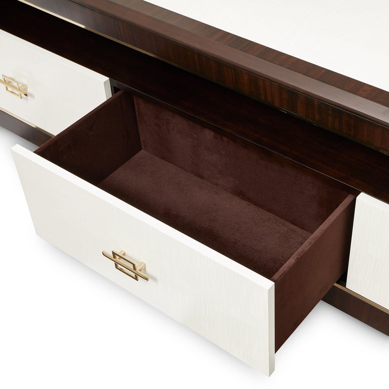 Belmont Place - Media Cabinet - White / Dark Brown - R&R Furniture Gallery (Fountain Valley, CA)