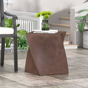 Outdoor lightweight concrete side table in brown by Noble House, showing a sturdy, modern design perfect for outdoor spaces.