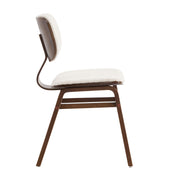 Modern Boucle Fabric Upholstered Side Chair, Bentwood Frame - White / Walnut - R&R Furniture Gallery (Fountain Valley, CA)