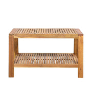 2 Piece Outdoor Conversation Set (Loveseat & Coffee Table With Water-Resistant Cushions) - Blue / Teak - R&R Furniture Gallery (Fountain Valley, CA)