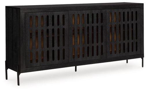 Vallisburg - Accent Cabinet - Black / Natural - R&R Furniture Gallery (Fountain Valley, CA)