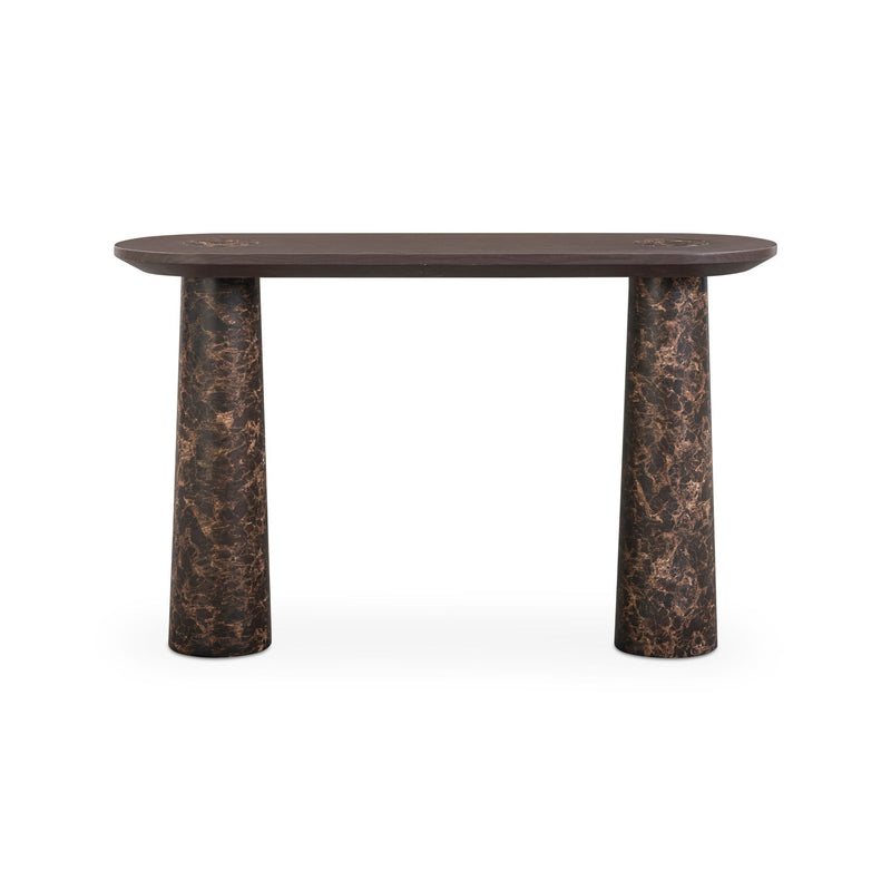 Braya - Faux Emperador Marble Console Table - Dark Brown - R&R Furniture Gallery (Fountain Valley, CA)