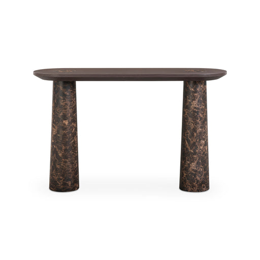 Braya - Faux Emperador Marble Console Table - Dark Brown - R&R Furniture Gallery (Fountain Valley, CA)