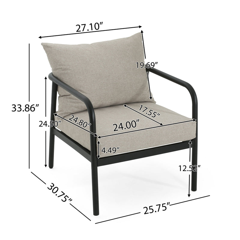 Leora - Modern Minimalist Round Tube Sofa Chair With Cushions - Beige / Black - R&R Furniture Gallery (Fountain Valley, CA)