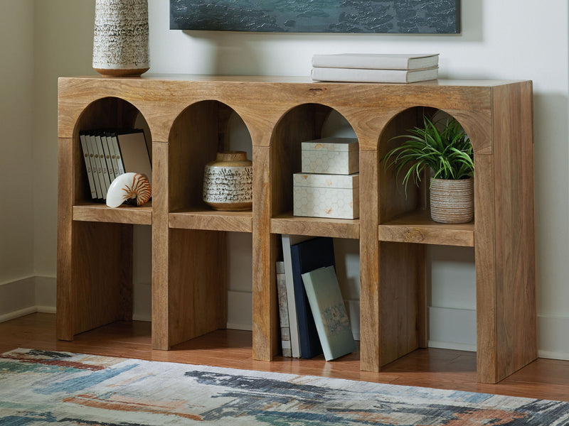 Luzmanacy - Console Sofa Table - Natural Brown - R&R Furniture Gallery (Fountain Valley, CA)