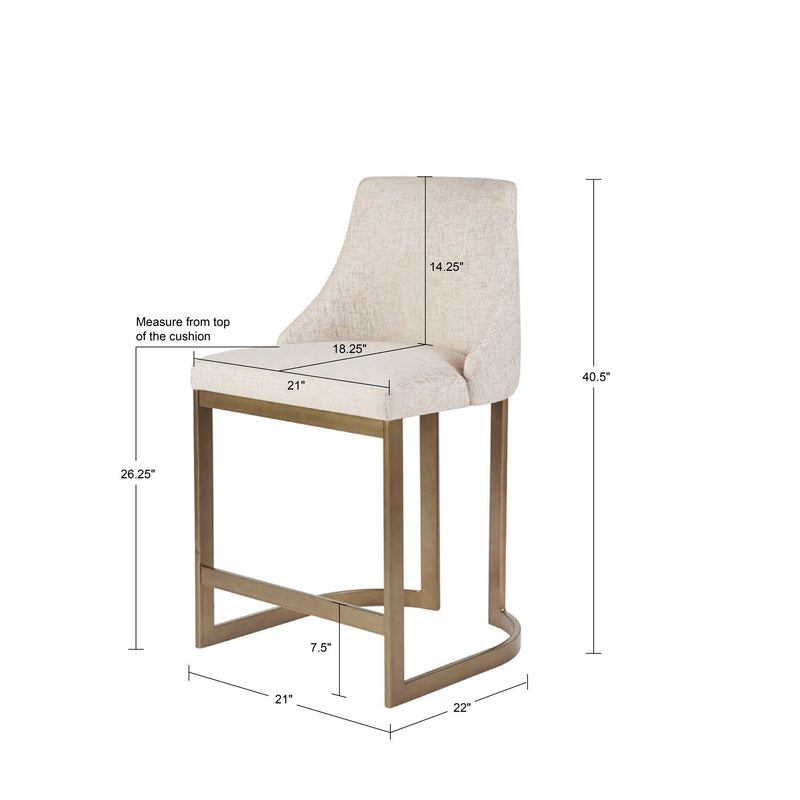 Upholstered Counter Stool With Metal Base - Cream - R&R Furniture Gallery (Fountain Valley, CA)