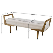 Uttermost Waylon mid-century modern accent bench with wooden frame and cushioned top, suitable for entryway or living room decor.