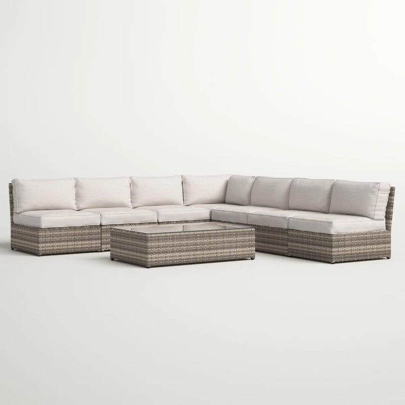 Comfortable Modern Patio Rattan Sectional Set With Cushions - R&R Furniture Gallery (Fountain Valley, CA)