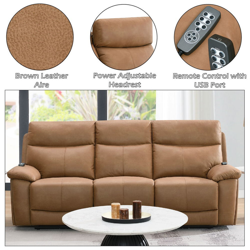 Chavis - Power Motion Sofa With USB & Power Headrest - Brown - R&R Furniture Gallery (Fountain Valley, CA)