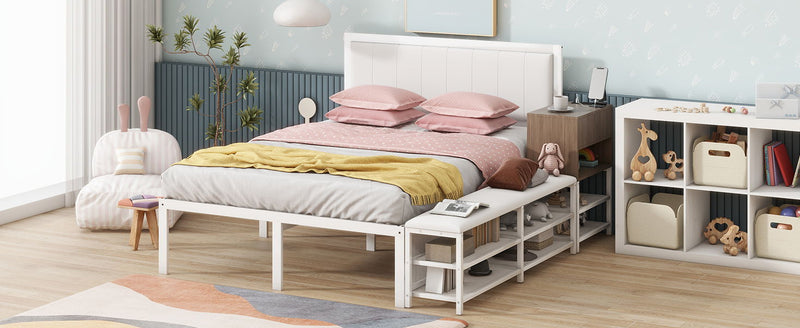 Platform Bed With 2 Tier Storage Shelves, Storage Cabinet - R&R Furniture Gallery (Fountain Valley, CA)
