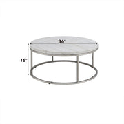 Zaidee - Coffee Table With Marble - Marble Top & Nickel - R&R Furniture Gallery (Fountain Valley, CA)