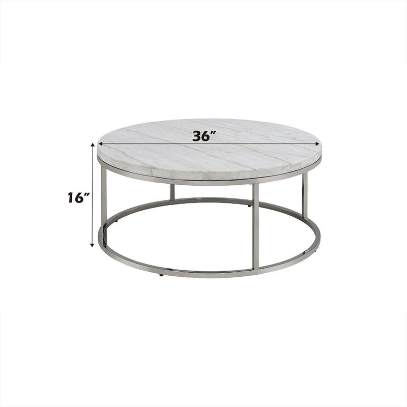 Zaidee - Coffee Table With Marble - Marble Top & Nickel - R&R Furniture Gallery (Fountain Valley, CA)