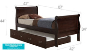 Elegant Glory Furniture trundle bed with a classic design, featuring a sturdy frame and a hidden pull-out bed for versatile sleeping options.