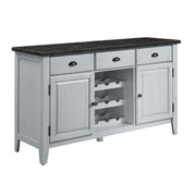 Lanton - Server - Natural Marble & Antique White - R&R Furniture Gallery (Fountain Valley, CA)