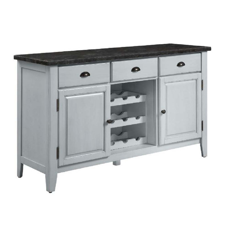 Lanton - Server - Natural Marble & Antique White - R&R Furniture Gallery (Fountain Valley, CA)