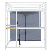 Loft Bed With Desk, Shelves, Power Outlet, LED Light And Wardrobe - R&R Furniture Gallery (Fountain Valley, CA)