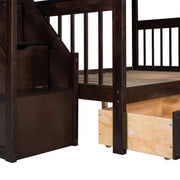 Solid L Shaped Bunk Bed With 3 Drawers, Ladder And Staircase - R&R Furniture Gallery (Fountain Valley, CA)