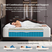 14" King Hybrid Mattress, Memory Foam & Pocket Spring Bed, Medium Firm Comfort, Spine Support, Quiet & Breathable - White - R&R Furniture Gallery (Fountain Valley, CA)