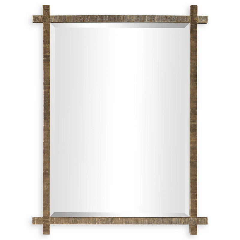 Uttermost Abanu ribbed dressing mirror with a sleek, modern vanity mirror design on a neutral background.