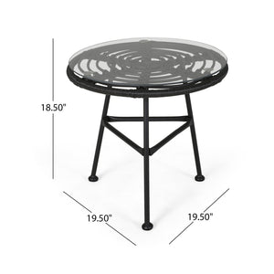 Petrichor - Outdoor Side Table With Tempered Glass And Steel Frame