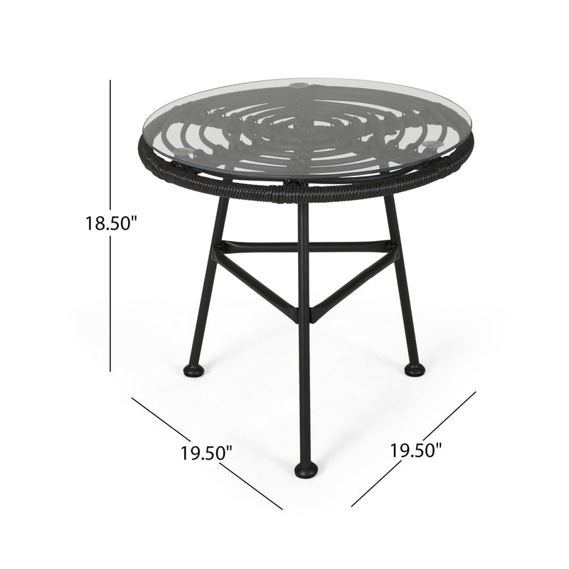 Petrichor - Outdoor Side Table With Tempered Glass And Steel Frame - R&R Furniture Gallery (Fountain Valley, CA)