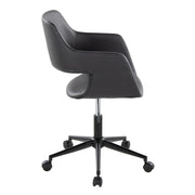Lumi Source Margarite contemporary task desk chair with black cushioned seat and backrest, metal frame and armrests for office use.