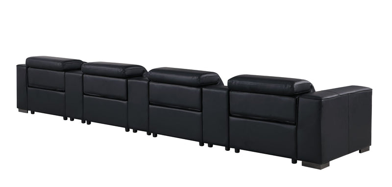 1208 - 7 Piece Leather Sofa With 4 Power Recliners And Power Headrests