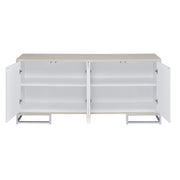 Liam - Console Cabinet - Blue Marble Print & Chrome - R&R Furniture Gallery (Fountain Valley, CA)