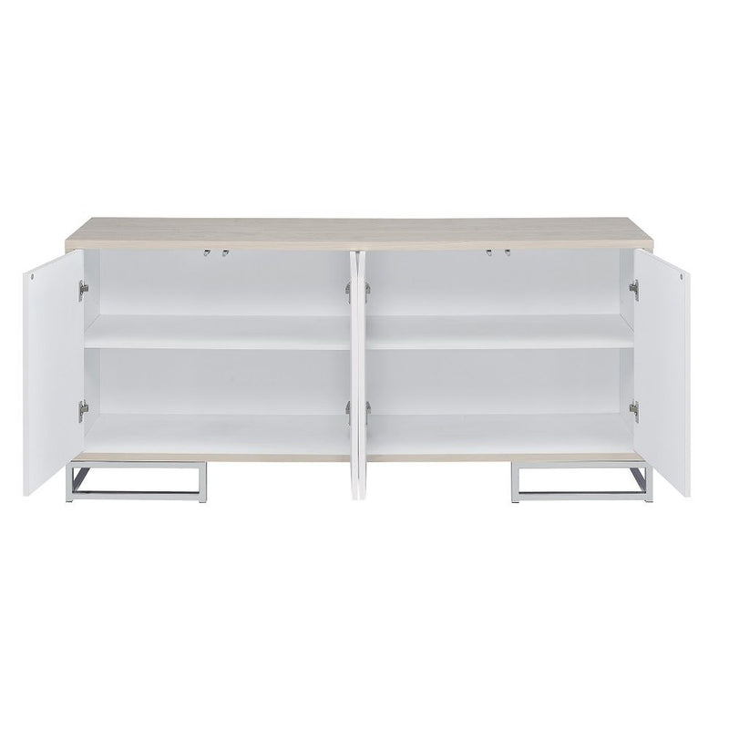 Liam - Console Cabinet - Blue Marble Print & Chrome - R&R Furniture Gallery (Fountain Valley, CA)