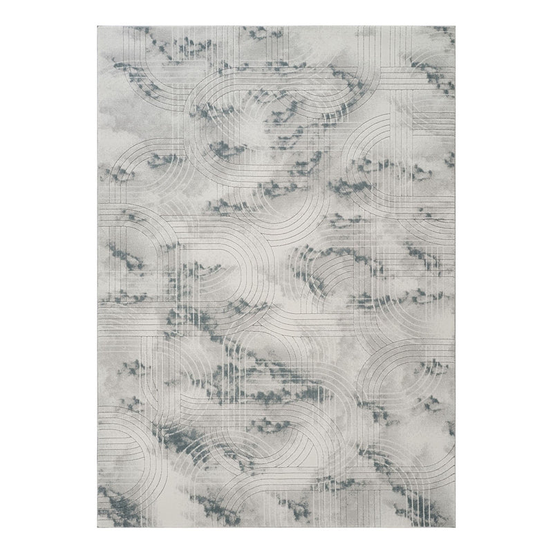 Geometrix - 5'3" X 7'3" Area Rug / Geometric 3D Effect - Ivory / Gray - R&R Furniture Gallery (Fountain Valley, CA)