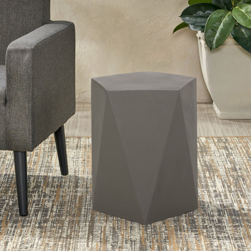 Noble House side table with a geometric design, featuring a modern and stylish look, showing the intricate pattern and sleek surface.