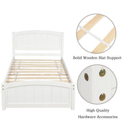 DreamHaus platform bed with headboard, footboard, and wood slat support, showcasing a modern wooden bed frame and sturdy construction.