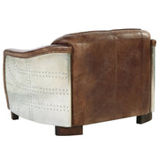 Brancaster - Loveseat - Retro Brown Top Grain Leather & Aluminum - R&R Furniture Gallery (Fountain Valley, CA)