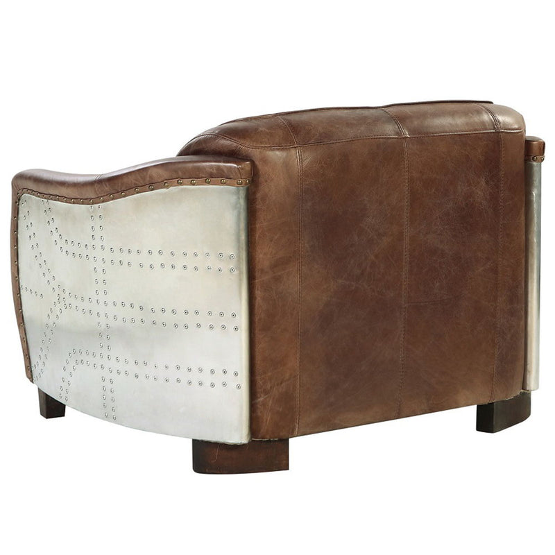 Brancaster - Loveseat - Retro Brown Top Grain Leather & Aluminum - R&R Furniture Gallery (Fountain Valley, CA)