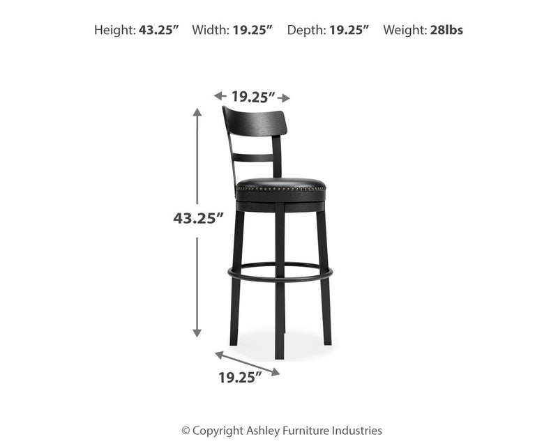 Valebeck - Tall Upholstered Swivel Barstool - R&R Furniture Gallery (Fountain Valley, CA)