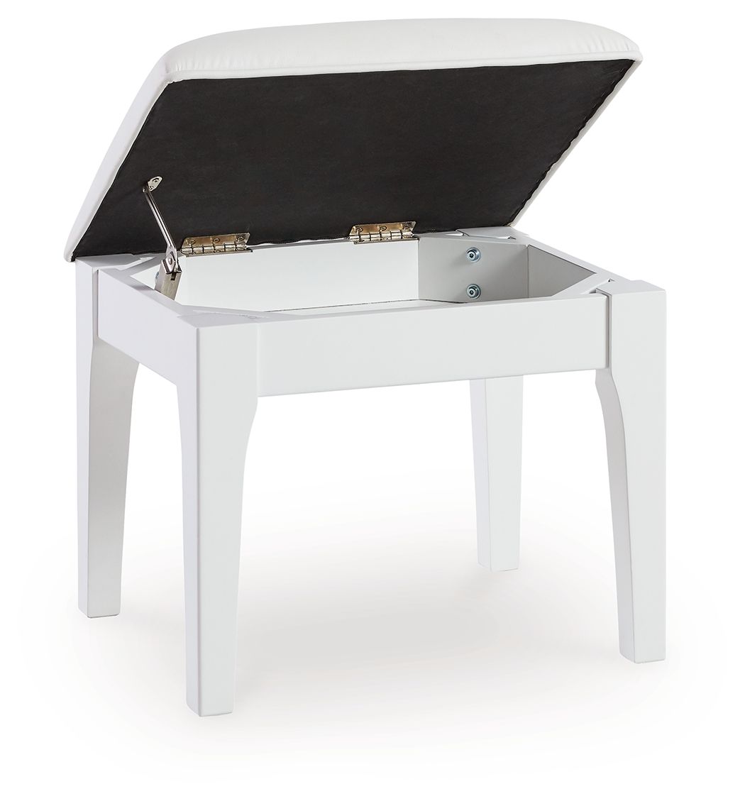 Chalanna - Vanity Stool - White - R&R Furniture Gallery (Fountain Valley, CA)