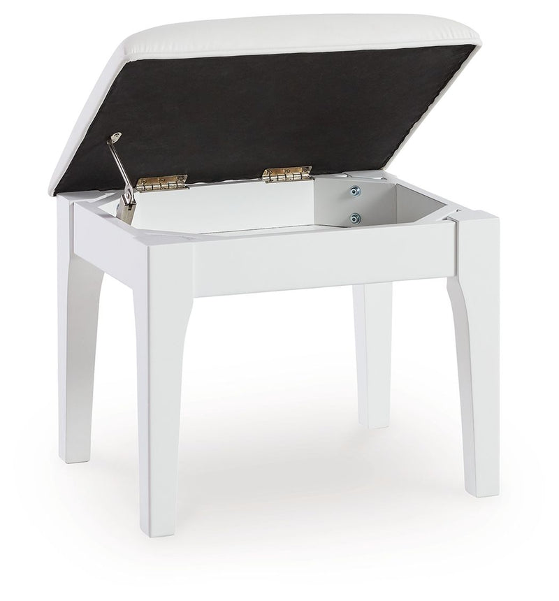 Chalanna - Vanity Stool - White - R&R Furniture Gallery (Fountain Valley, CA)