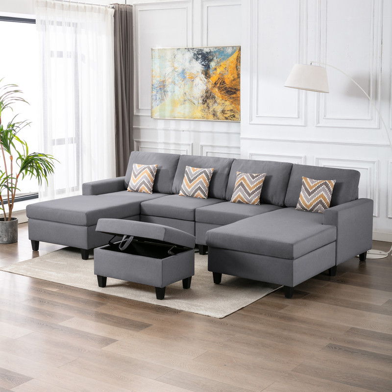 Nolan - Fabric 5 Piece Sectional Sofa With Interchangeable Legs - R&R Furniture Gallery (Fountain Valley, CA)