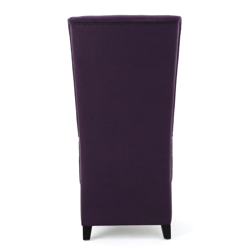 Fabric Dining Chair With High Back And Birch Wood Legs - Plum - R&R Furniture Gallery (Fountain Valley, CA)