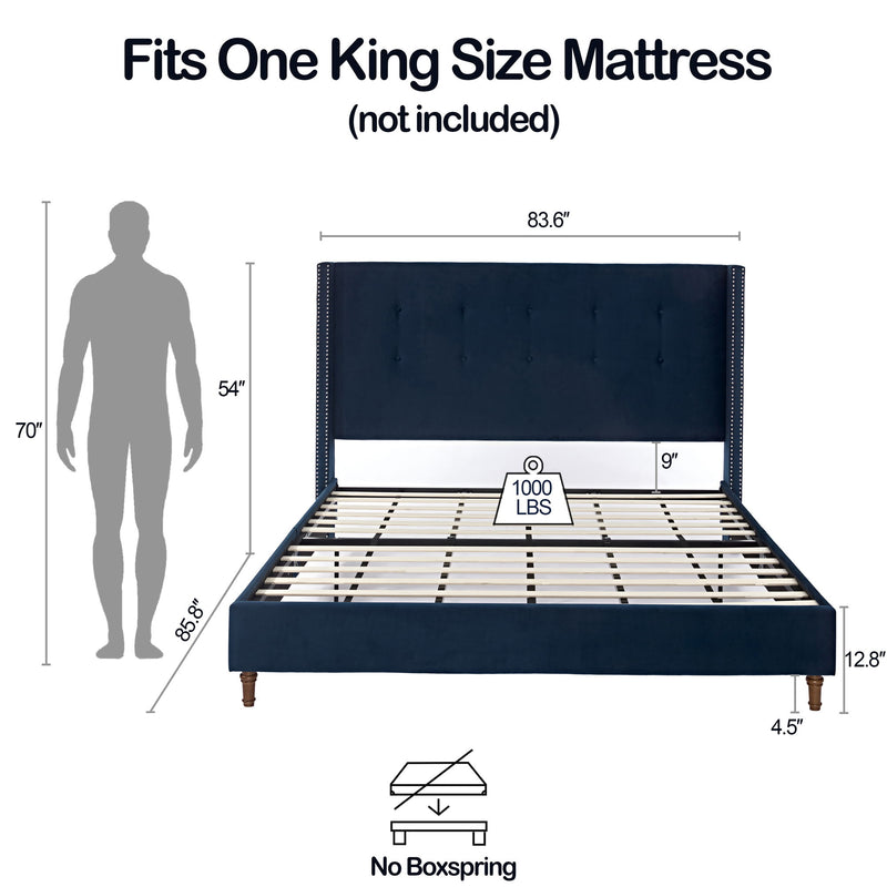 Peyton - Upholstered Bed With 54" High Headboard, Traditional Hand Buttoned Tufting - R&R Furniture Gallery (Fountain Valley, CA)