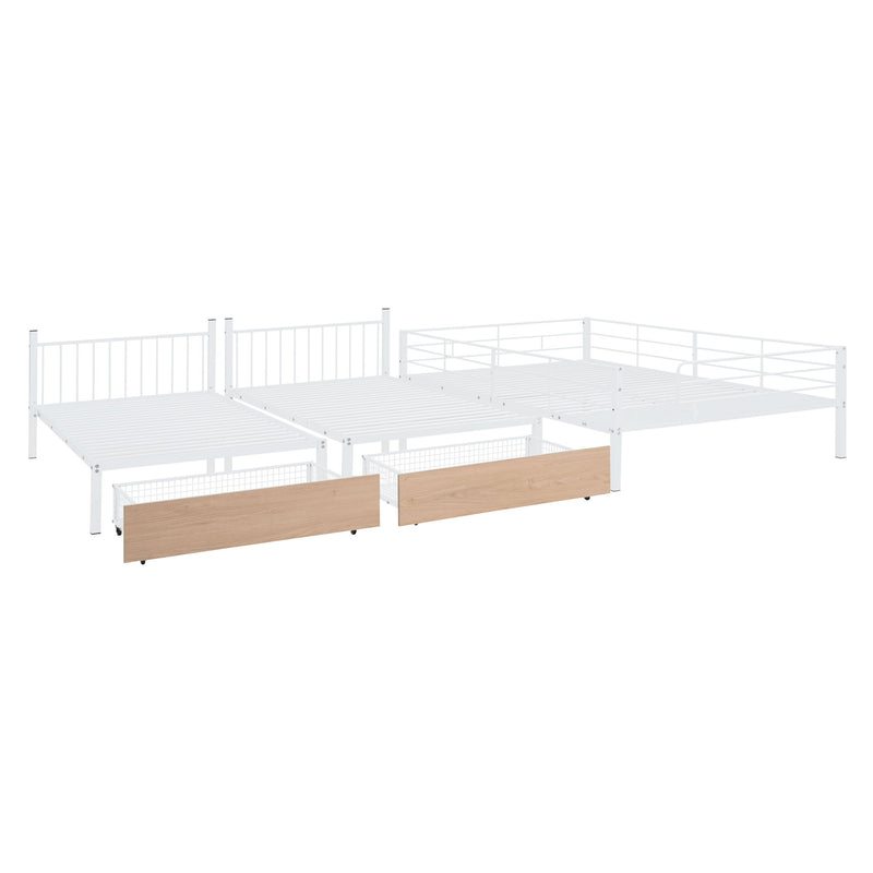 Triple Bunk Bed With Drawers, Multi-Functional Frame With Desks And Shelves In The Middle - R&R Furniture Gallery (Fountain Valley, CA)