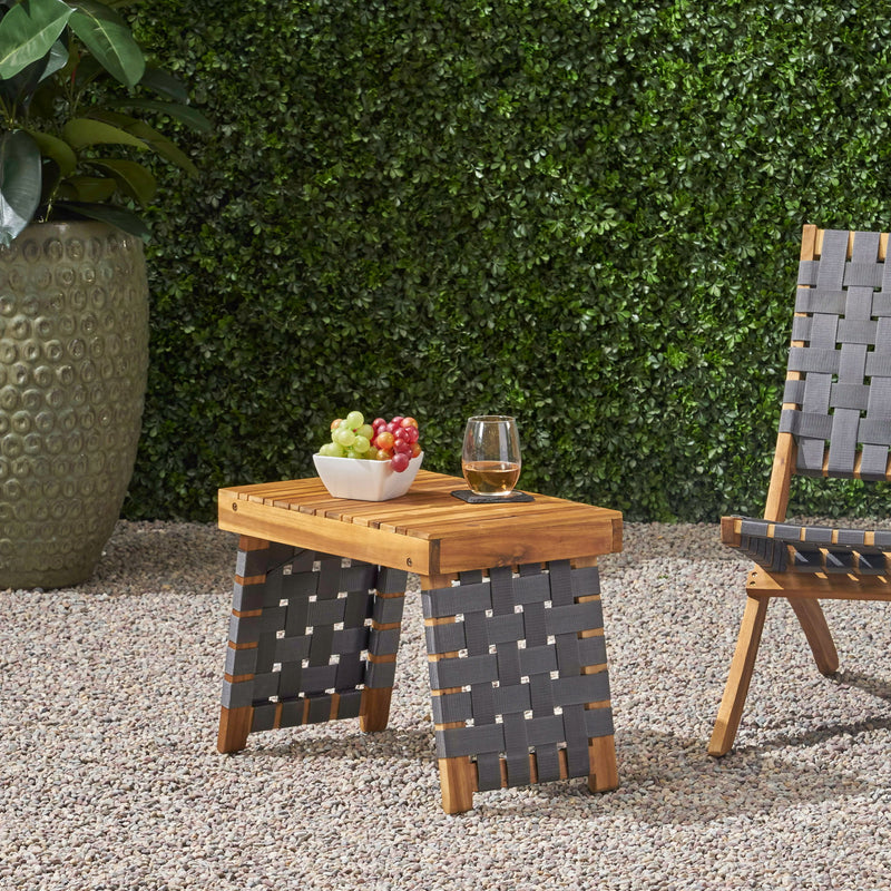 Outdoor Wooden Foldable Side Table - Teak - R&R Furniture Gallery (Fountain Valley, CA)