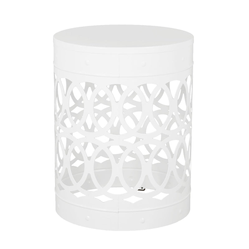 Noble House outdoor metal side table with a sleek S/2 end table design, ideal for patio or garden outdoor seating areas.